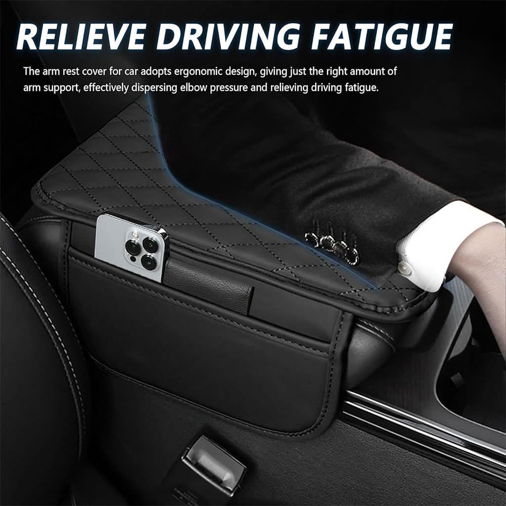 Housse fine pour Accoudoir de voiture en cuir avec 2 sacs de rangement - وسادة مسند الذراع في السيارة - Accessoires Auto/Moto - صورة 3