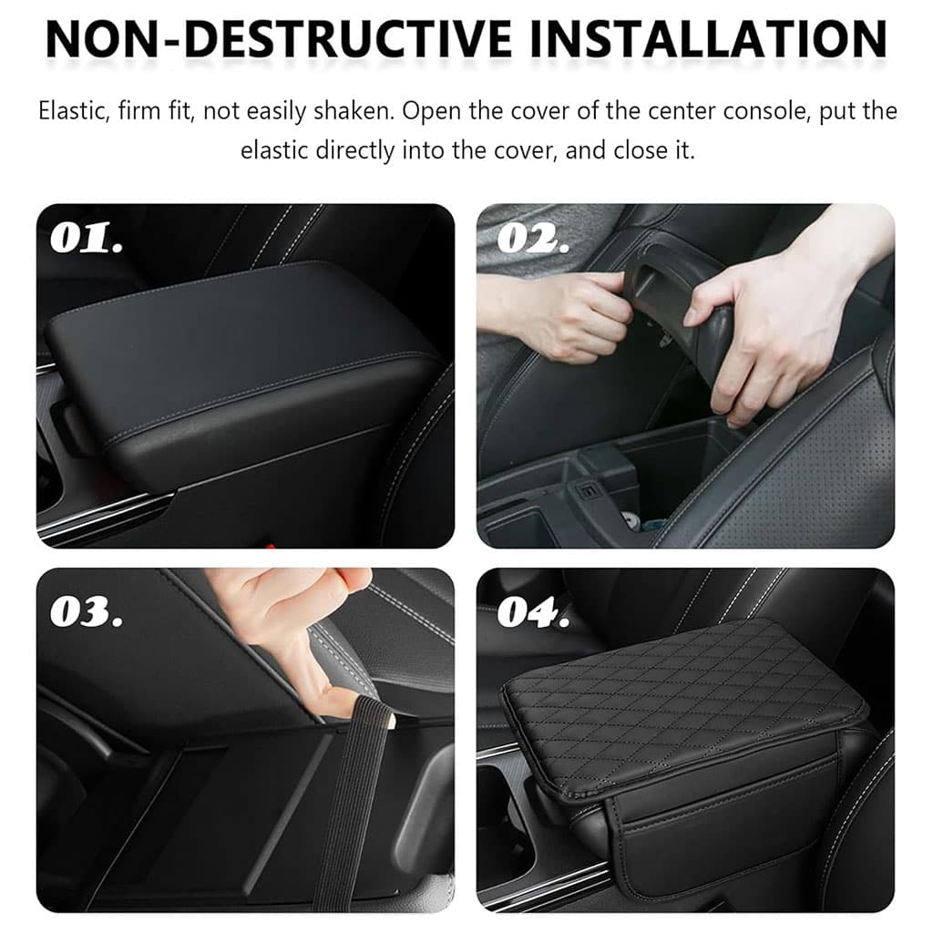 Housse fine pour Accoudoir de voiture en cuir avec 2 sacs de rangement - وسادة مسند الذراع في السيارة - Accessoires Auto/Moto - صورة 7