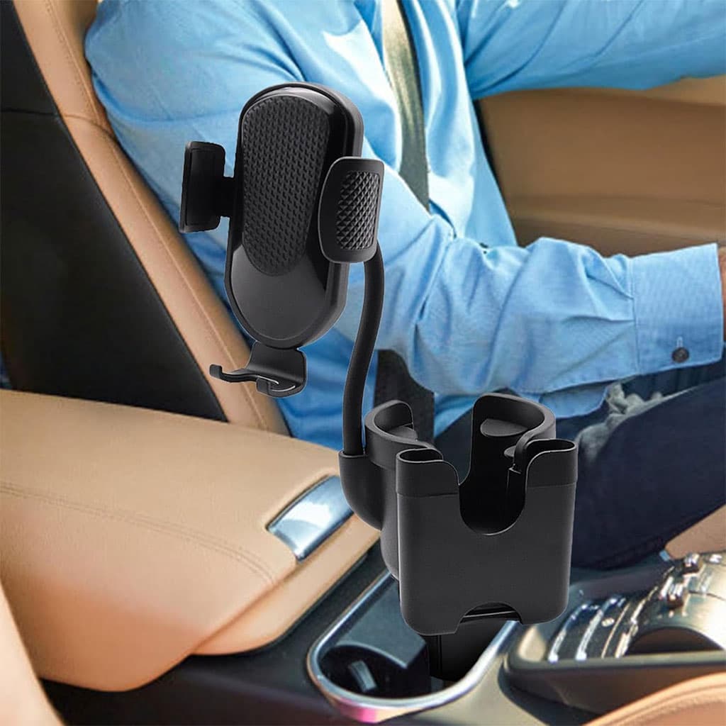 Support de téléphone pour voiture avec porte-gobelet rotation à 360° - حامل هواتف وأكواب في السيارة - Accessoires Auto/Moto - صورة 3