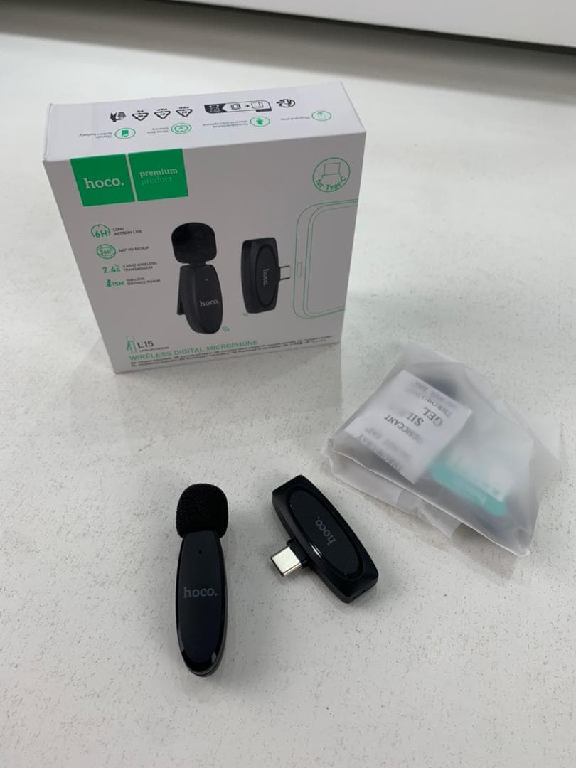 Hoco L15 Microphone Cravate Sans fil Type-C – ميكروفون لاسلكي أصلي - Électronique - صورة حقيقية 6