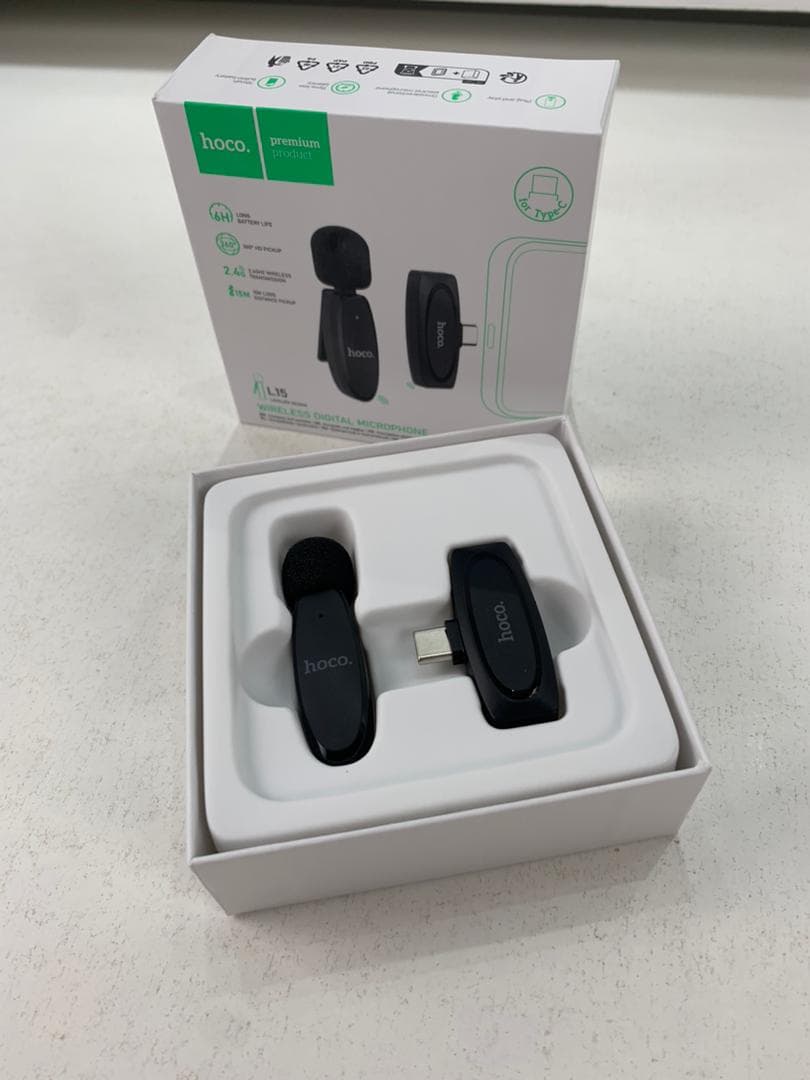 Hoco L15 Microphone Cravate Sans fil Type-C – ميكروفون لاسلكي أصلي - Électronique - صورة حقيقية 8