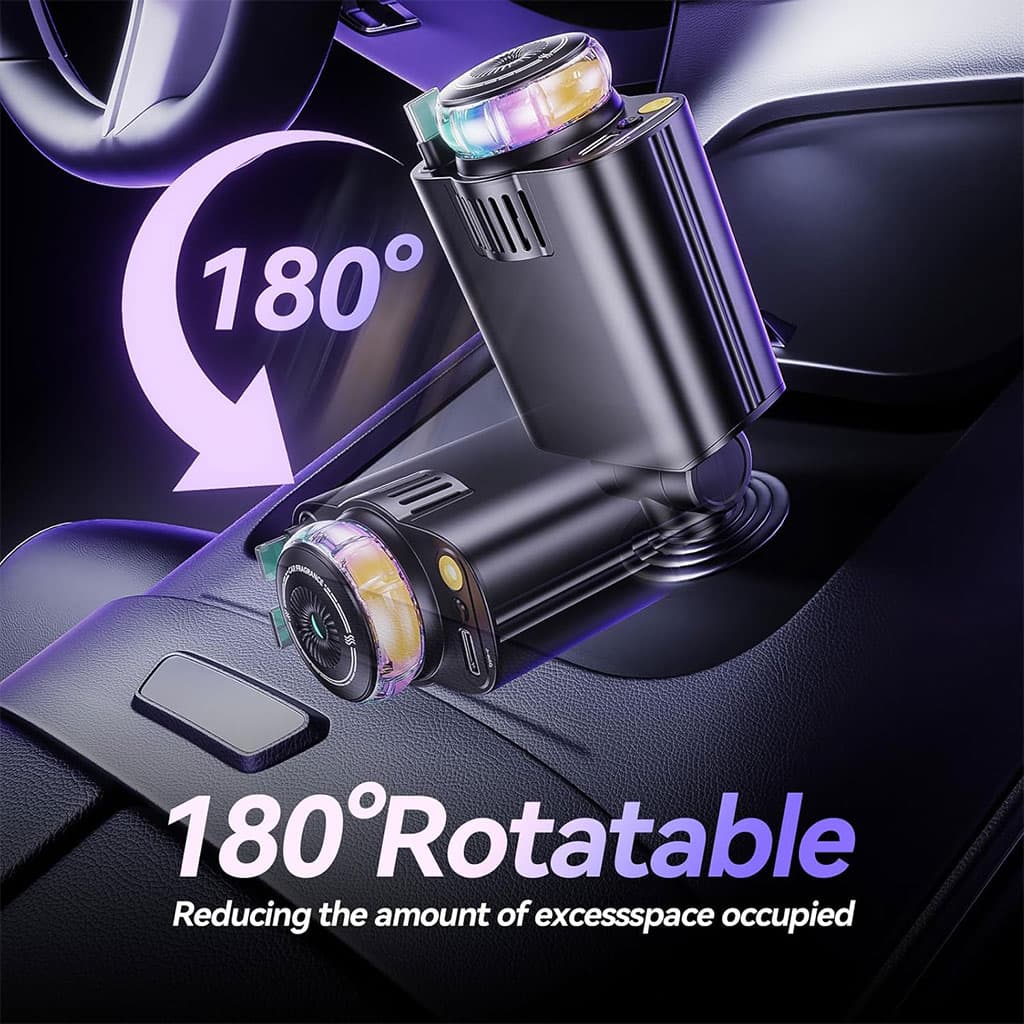 Chargeur voiture rétractable 5 en 1 avec aromathérapie et lumière des étoiles – شاحن سريع للسيارة مع معطر - Accessoires Auto/Moto - صورة 7