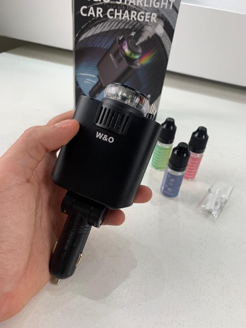 Chargeur voiture rétractable 5 en 1 avec aromathérapie et lumière des étoiles – شاحن سريع للسيارة مع معطر - Accessoires Auto/Moto - صورة حقيقية 11