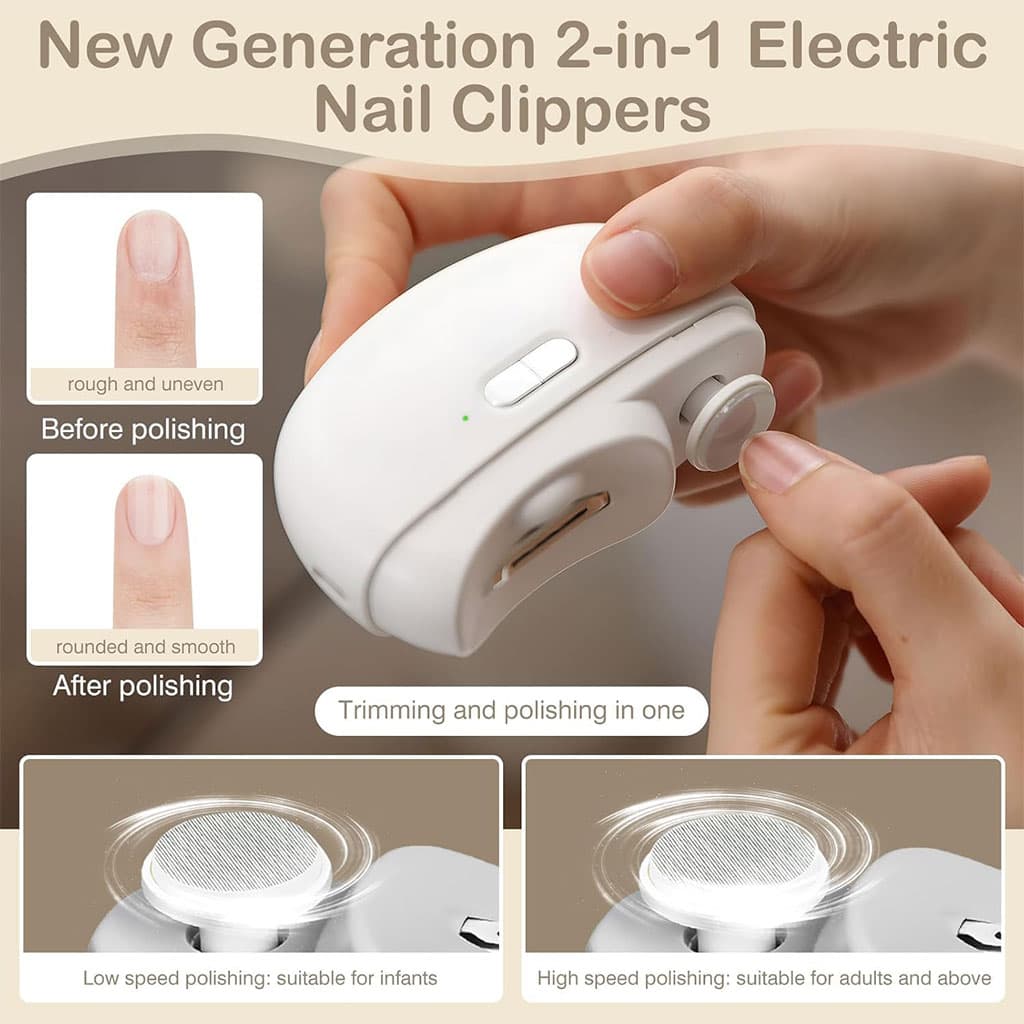 Coupe-ongles électrique 2 en 1 avec lumière LED – جهاز تقليم الأظافر للصغار والكبار - Électronique - صورة 3