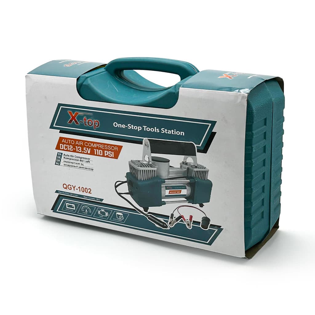 XTop Compresseur d’Air Double Cylindre avec Kit de réparation 12V -110PSI – نافخ عجلات السيارة مع أدوات التصليح - Accessoires Auto/Moto - صورة 5