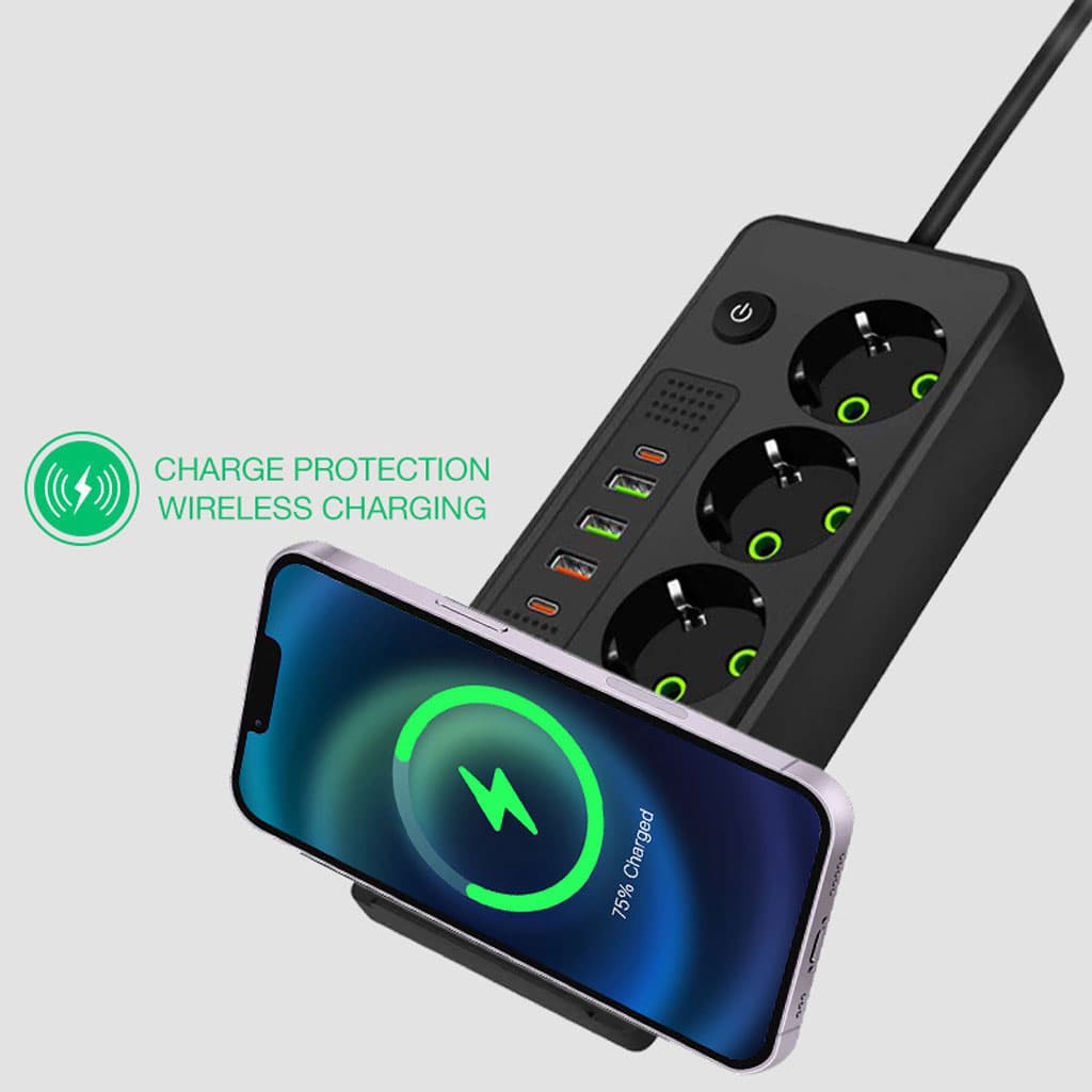 Multiprise 4 SOCKET 2500W avec USB, Type-C et chargement sans fil – مقبس طاقة وشاحن لاسلكي - Électronique - صورة 4