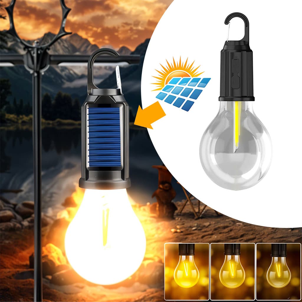 Lampe de Camping Solaire étanche et Rechargeable 3 modes d’éclairage T01-B – مصباح محمول بالطاقة الشمسية - Camping et Randonnée - صورة 1