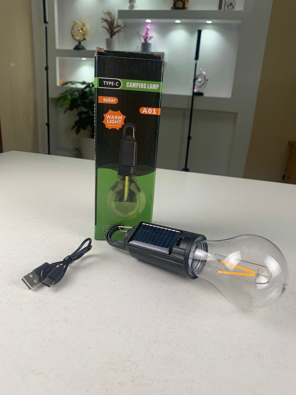 Lampe de Camping Solaire étanche et Rechargeable 3 modes d’éclairage T01-B – مصباح محمول بالطاقة الشمسية - Camping et Randonnée - صورة حقيقية 8