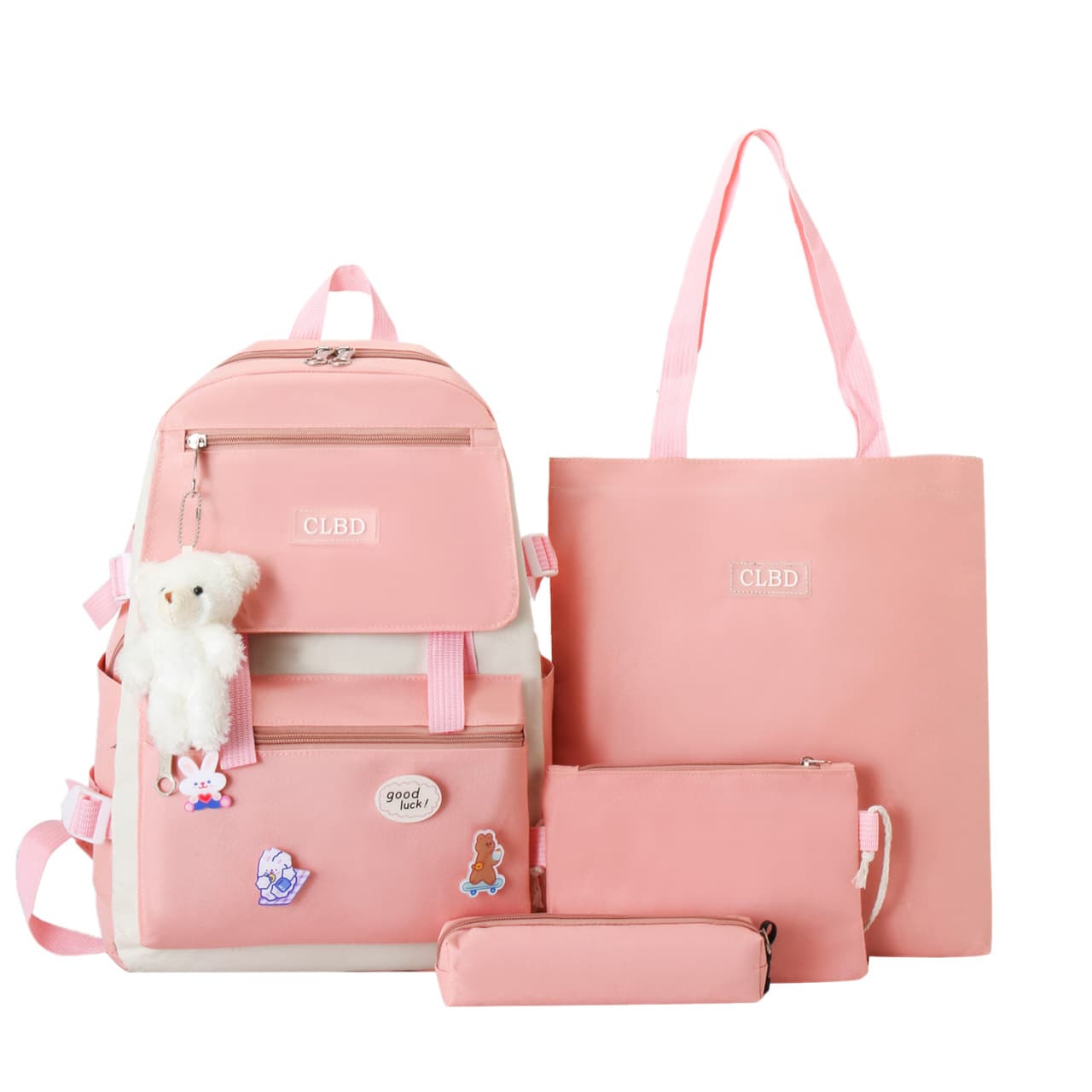 Ensemble de sacs d’école Kawai pour adolescents 4Pcs CLBD V1 Rose – محفظة 4 قطع كاواي وردي - Sac à dos et Mode - صورة 2