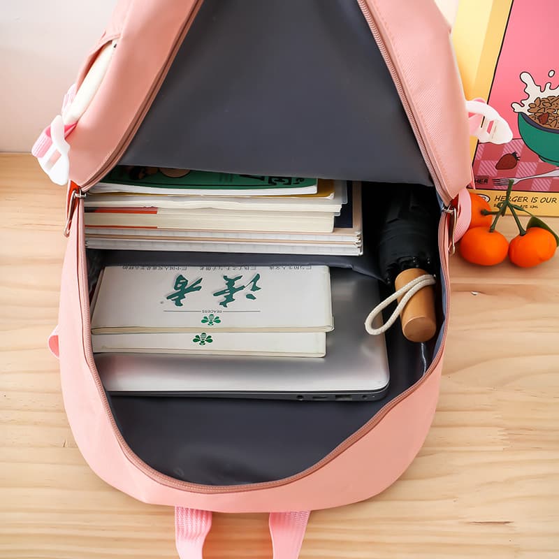 Ensemble de sacs d’école Kawai pour adolescents 4Pcs CLBD V1 Rose – محفظة 4 قطع كاواي وردي - Sac à dos et Mode - صورة 4