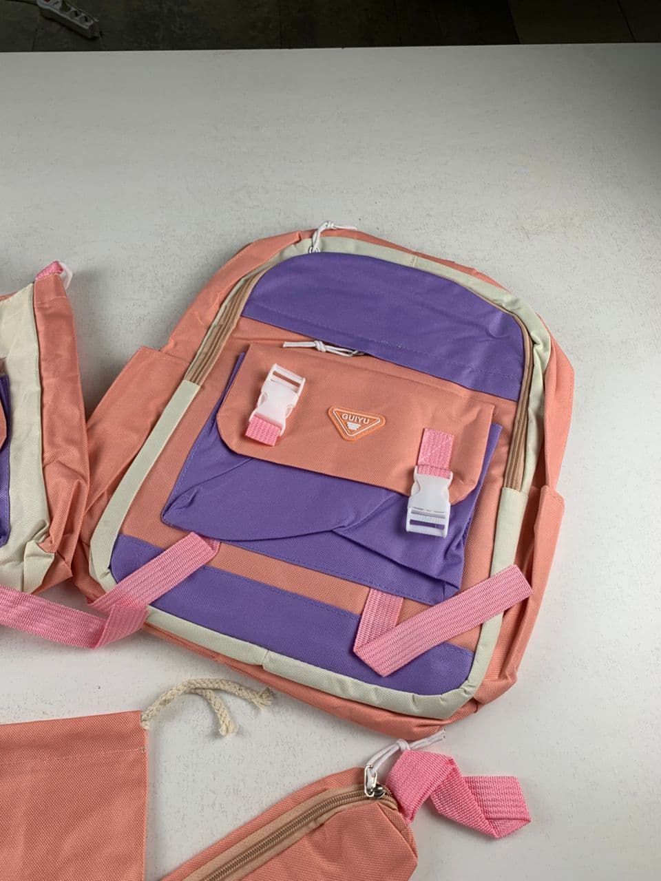 Ensemble de sacs d’école Kawai pour adolescents 5Pcs Guiyu V1 Rose – محفظة 5 قطع كاواي وردي - Sac à dos et Mode - صورة حقيقية 8