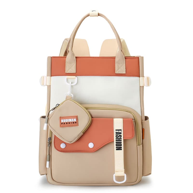 Ensemble de sacs d’école Kawai pour Enfants 2Pcs Avec Pochette Beige – محفظة 2 قطع كاواي مع محفظة صغيرة بيج - Sac à dos et Mode - صورة 1