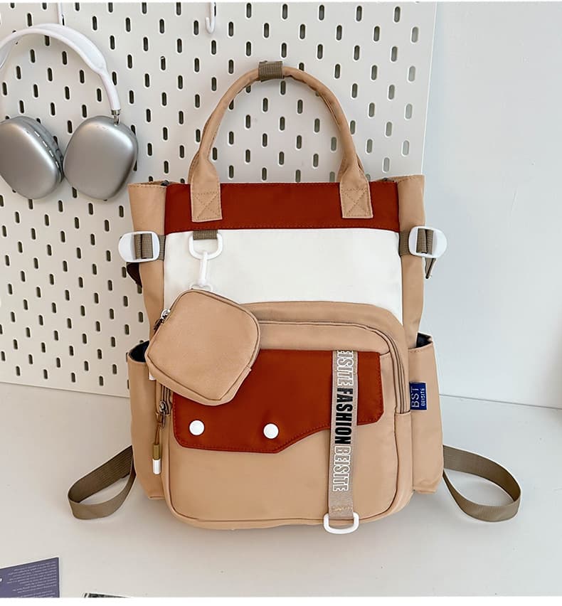 Ensemble de sacs d’école Kawai pour Enfants 2Pcs Avec Pochette Beige – محفظة 2 قطع كاواي مع محفظة صغيرة بيج - Sac à dos et Mode - صورة 2
