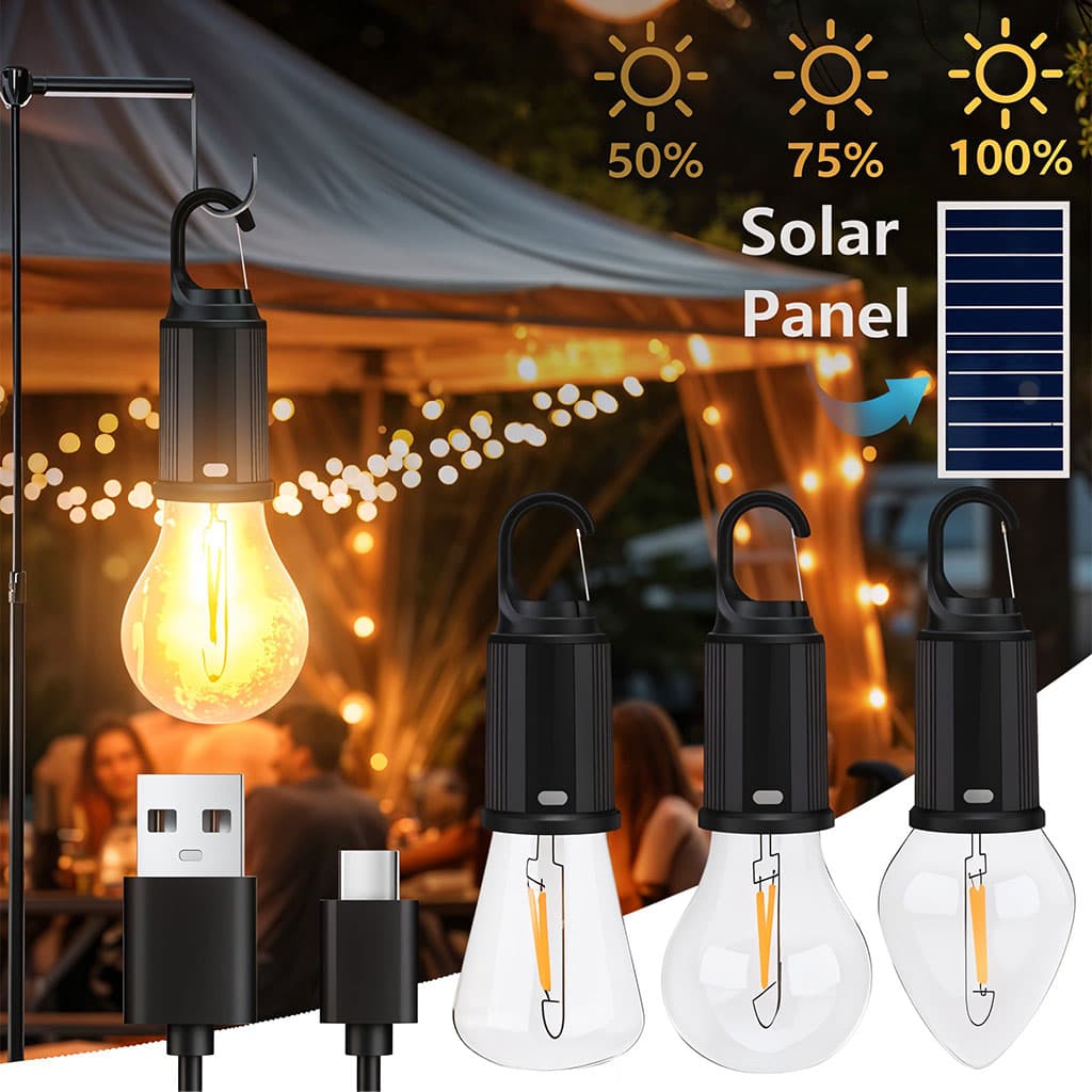 Pack X2 Lampe de Camping Solaire étanche et Rechargeable 3 modes d’éclairage T01-B – مصباح محمول بالطاقة الشمسية - Électronique - صورة 2