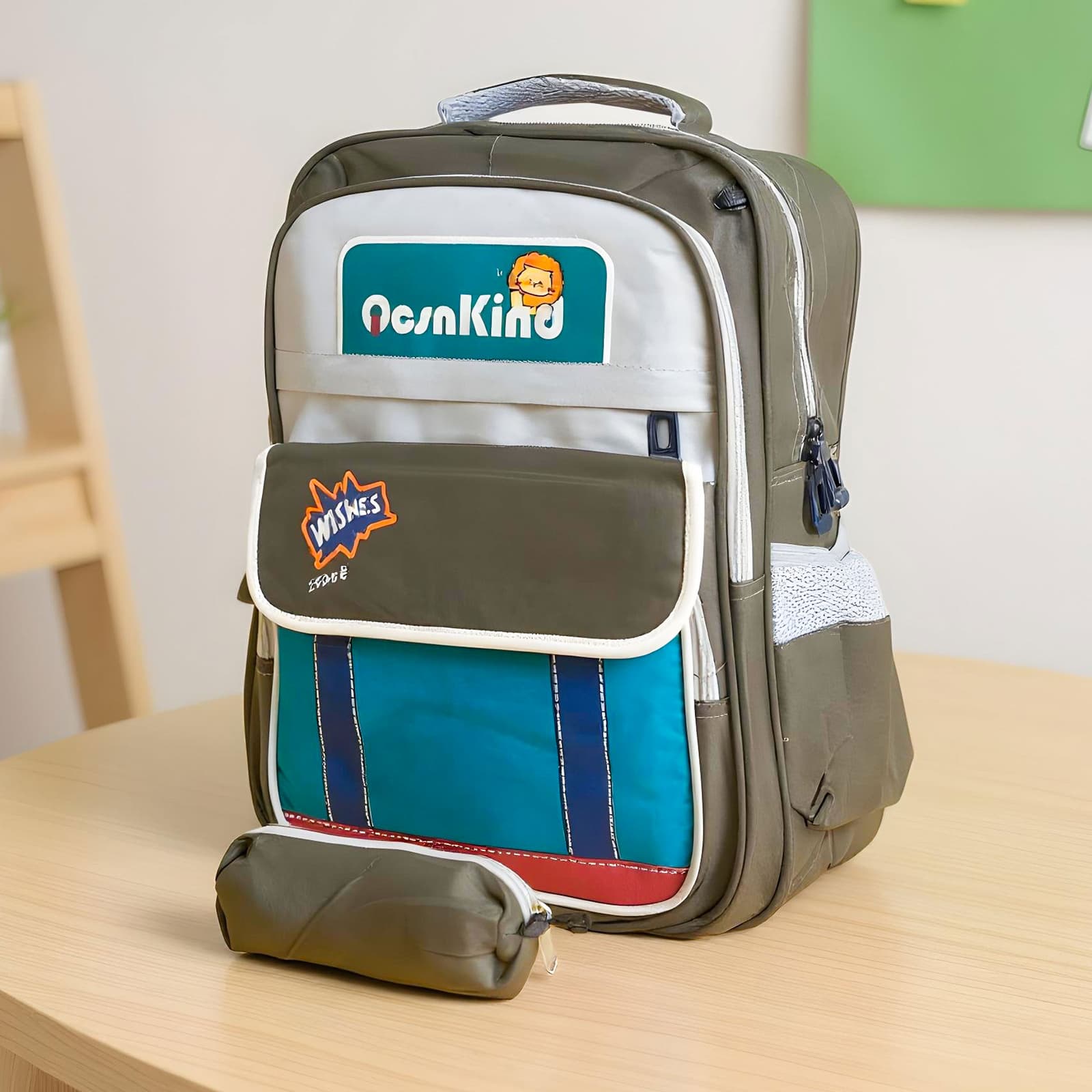 Sac à Dos pour Enfants avec Trousse Assortie 2504 Vert – حقيبة ظهر مدرسية للأطفال مع مقلمة أخضر - Sac à dos et Mode - صورة 1