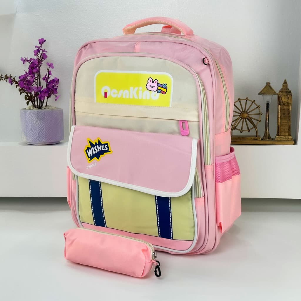 Sac à Dos pour Enfants avec Trousse Assortie 2504 Rose – حقيبة ظهر مدرسية للأطفال مع مقلمة وردي - Sac à dos et Mode - صورة حقيقية 5