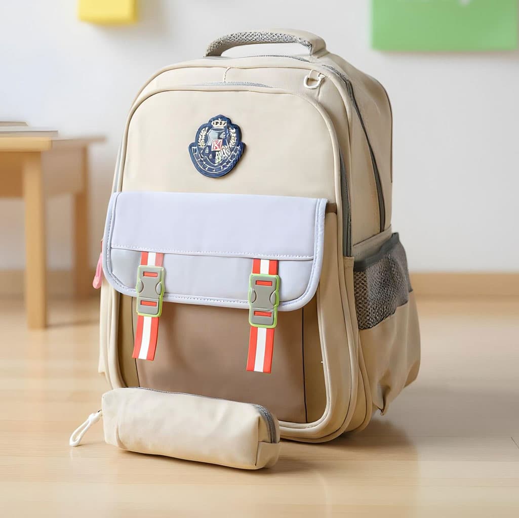 Sac à Dos pour Enfants avec Trousse Assortie KBAG Beige – حقيبة ظهر مدرسية للأطفال مع مقلمة بيج - Sac à dos et Mode - صورة 1