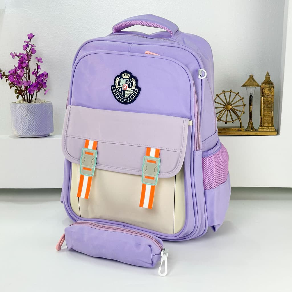 Sac à Dos pour Enfants avec Trousse Assortie KBAG Mauve – حقيبة ظهر مدرسية للأطفال مع مقلمة بنفسجي - Sac à dos et Mode - صورة حقيقية 5