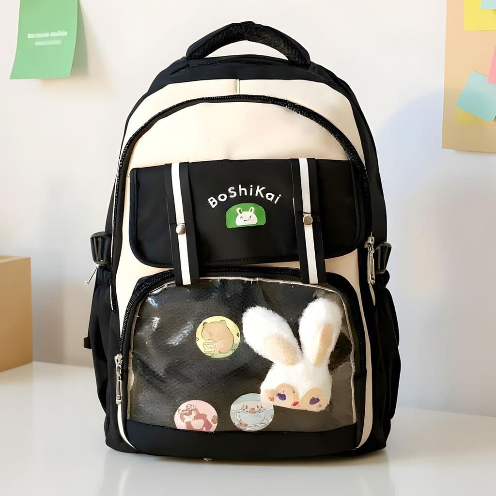 Sac à Dos Scolaire pour Enfants Style Kawaii BoShiKai Noir – حقيبة ظهر مدرسية للأطفال أسود - Sac à dos et Mode - صورة 2