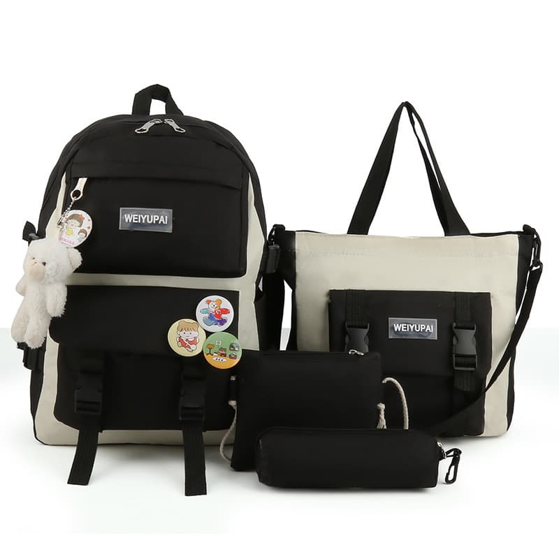 Ensemble de sacs d’école Kawai pour adolescents 4Pcs HAOLIDA V2 Noir – محفظة 4 قطع كاواي أسود - Sac à dos et Mode - صورة 2