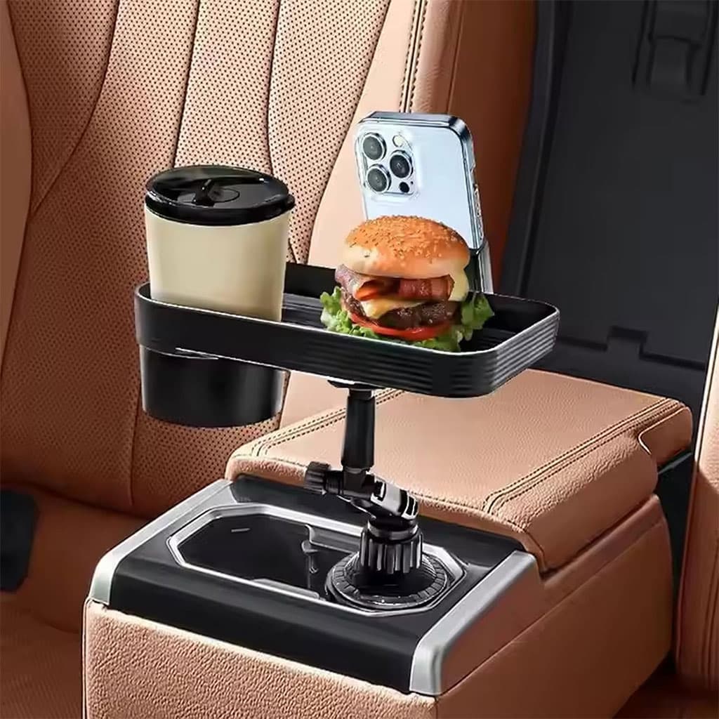 Plateau et Porte-Gobelet avec Support Téléphone pour Voiture – حامل مأكولات ومشروبات مع موضع للهاتف - Accessoires Auto/Moto - صورة 6