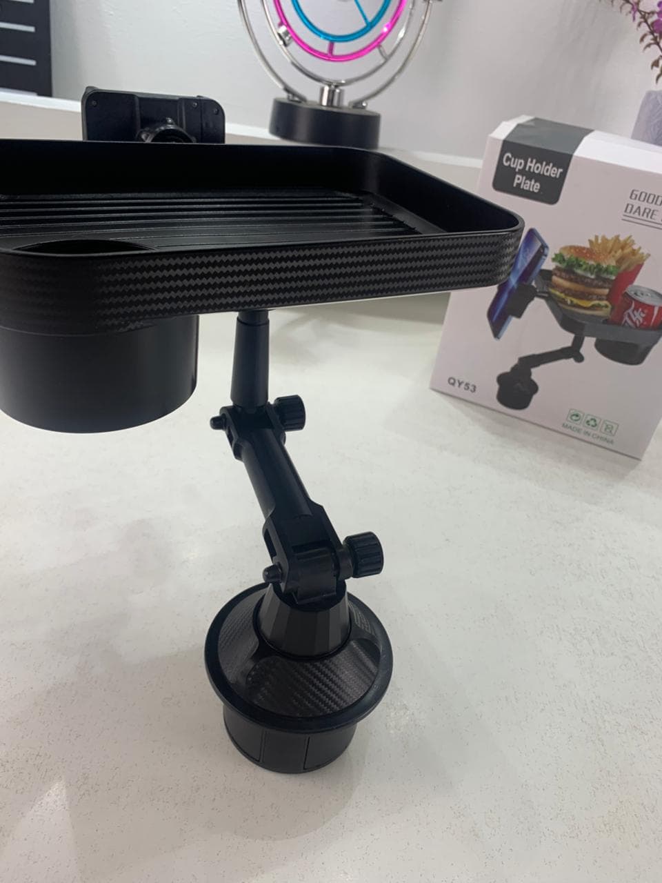 Plateau et Porte-Gobelet avec Support Téléphone pour Voiture – حامل مأكولات ومشروبات مع موضع للهاتف - Accessoires Auto/Moto - صورة حقيقية 8