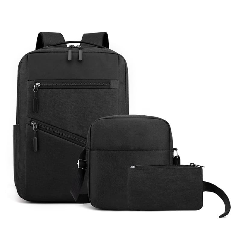 Sac à dos homme avec sac bandoulière et trousse 3en1 noir 127772-5 – محفظة ظهر رجالية 3 قطع أسود - Sac à dos et Mode - صورة 1