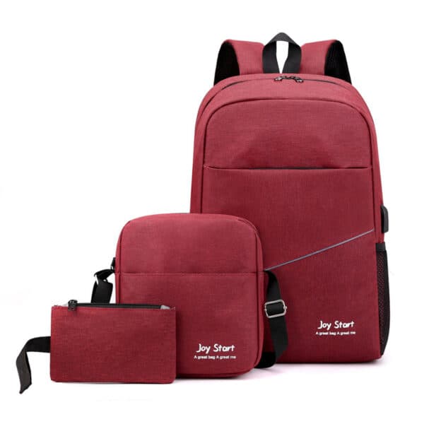 Sac à dos homme avec sac bandoulière et trousse 3en1 rouge 2755-8 – محفظة ظهر رجالية 3 قطع أحمر - Sac à dos et Mode - صورة 1