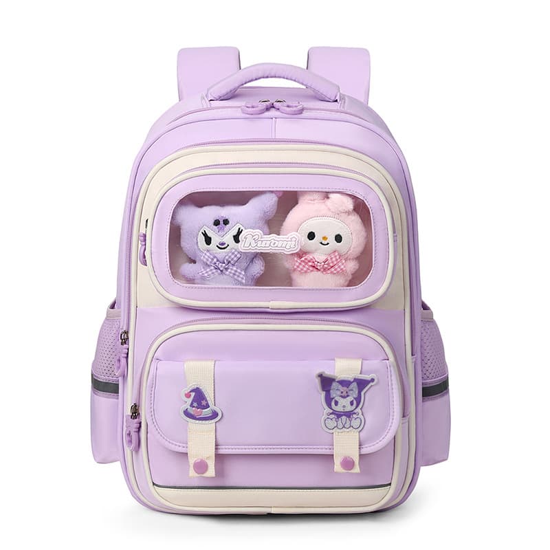 Sac à Dos Enfant Ludique avec Plusieurs Compartiment et un Peluche LM-5122 Mauve – حقيبة ظهر للأطفال بنفسجي - Sac à dos et Mode - صورة 1