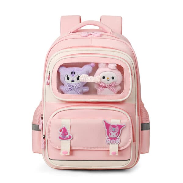 Sac à Dos Enfant Ludique avec Plusieurs Compartiment et un Peluche LM-5122 Rose – حقيبة ظهر للأطفال وردي - Sac à dos et Mode - صورة 1