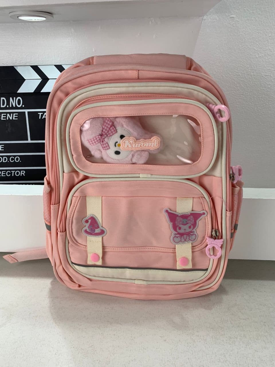 Sac à Dos Enfant Ludique avec Plusieurs Compartiment et un Peluche LM-5122 Rose – حقيبة ظهر للأطفال وردي - Sac à dos et Mode - صورة حقيقية 5