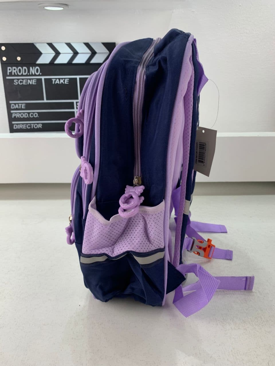 Sac à Dos Enfant Ludique avec Plusieurs Compartiment et un Peluche LM-5122 Bleu Nuit et Mauve – حقيبة ظهر للأطفال أزرق ليلي وبنفسجي - Sac à dos et Mode - صورة حقيقية 5