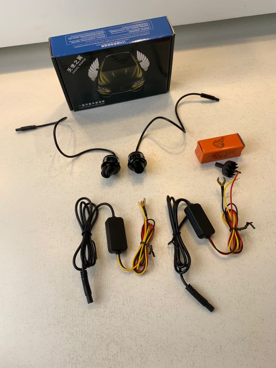 Projecteur LED en forme d’ailes d’ange pour rétroviseur latéral de voiture – أضواء خارجية للسيارة على شكل أجنحة - Accessoires Auto/Moto - صورة حقيقية 8