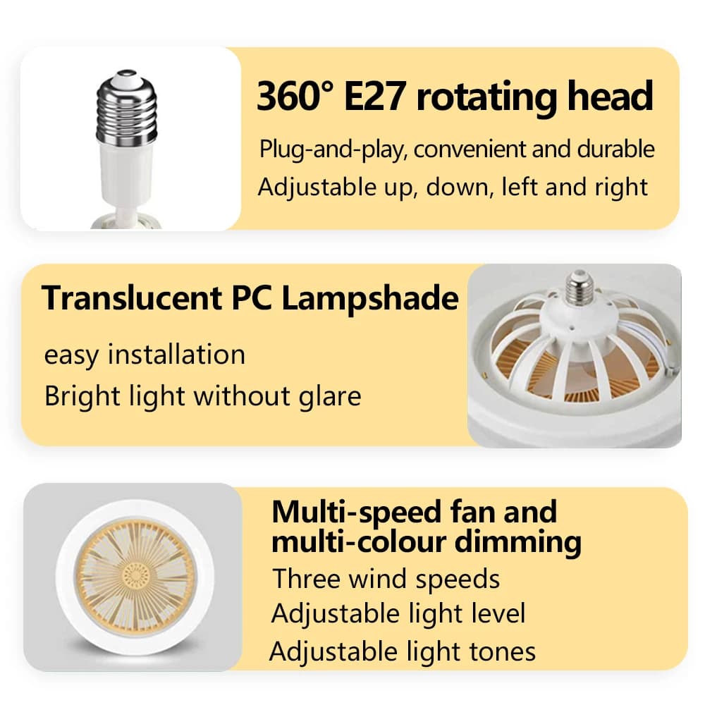 Lampe et Ventilateur de plafond silencieux avec télécommande 30W 220V - Maison - صورة 4