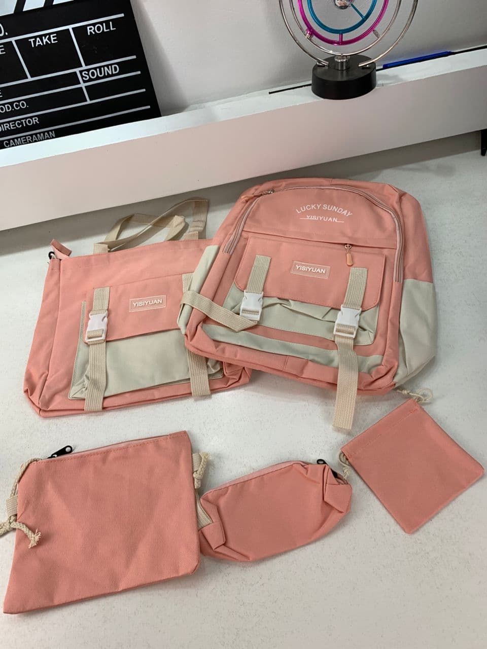 Ensemble de sacs d’école Kawai pour adolescents 5Pcs YISIYUAN Rose – محفظة 5 قطع كاواي وردي - Sac à dos et Mode - صورة حقيقية 3