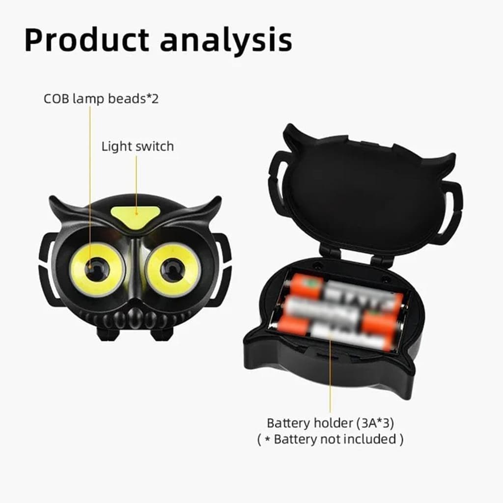 Lampe frontale à LED en Forme de Hibou WT209 – مصباح رأس على شكل بومة - Camping et Randonnée - صورة 6