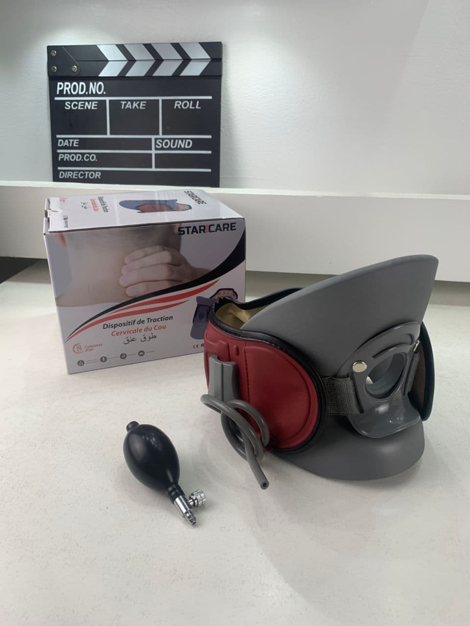 STARICARE Civière de cou gonflable et rétracteur de traction cervicale avec pompe – أداة تصحيح وضعية العنق - Divers - صورة حقيقية 8