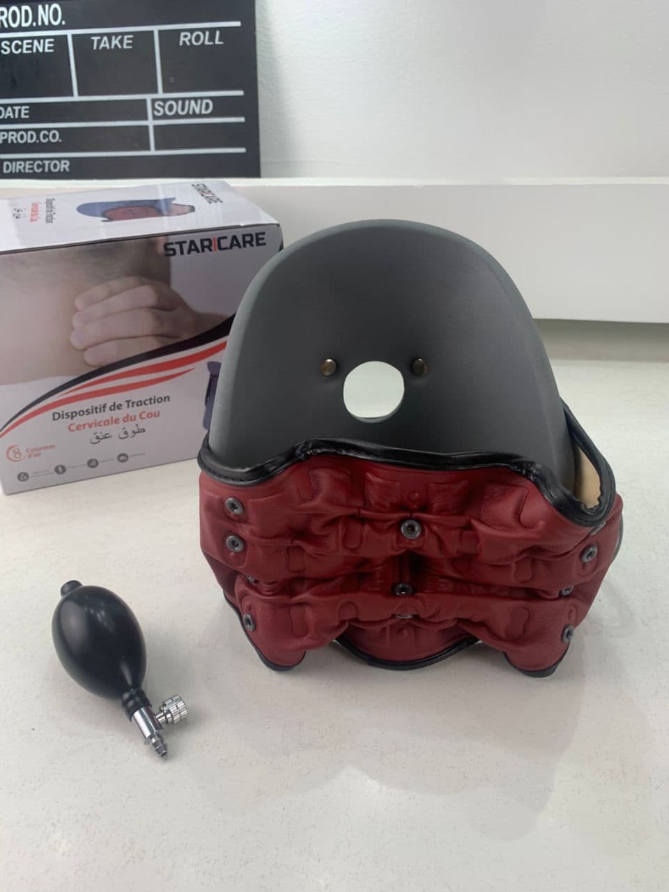 STARICARE Civière de cou gonflable et rétracteur de traction cervicale avec pompe – أداة تصحيح وضعية العنق - Divers - صورة حقيقية 11