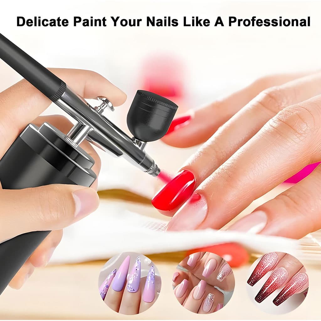 Kit aérographe avec compresseur intégré rechargeable pour nail arts et décoration – جهاز رسم وتزيين - Soins et Beauté - صورة 2