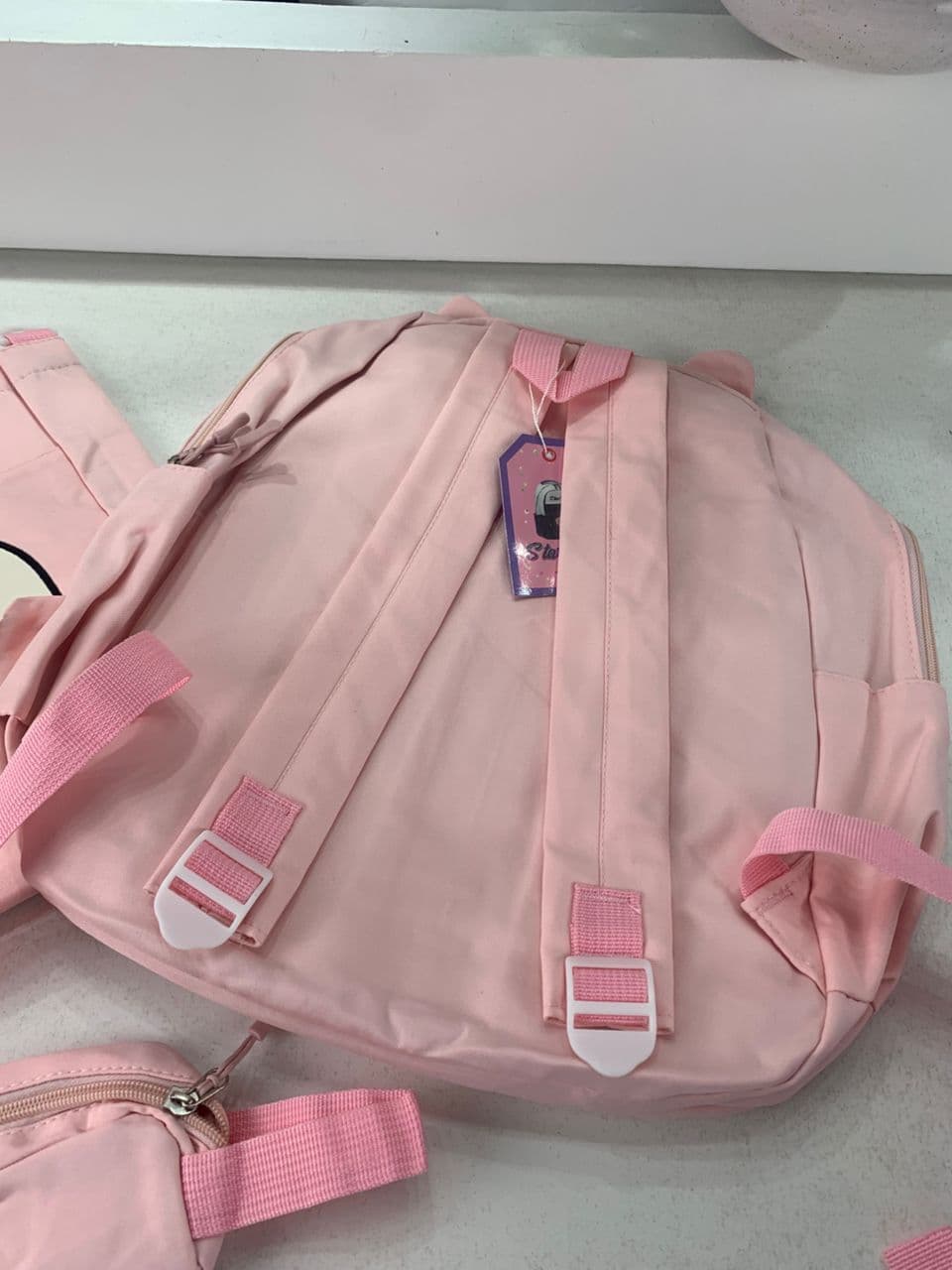 Ensemble de Sacs Snorlax 3Pcs Design Kawaii Rose- حقيبة مدرسية 3 قطع لون وردي - Sac à dos et Mode - صورة حقيقية 9