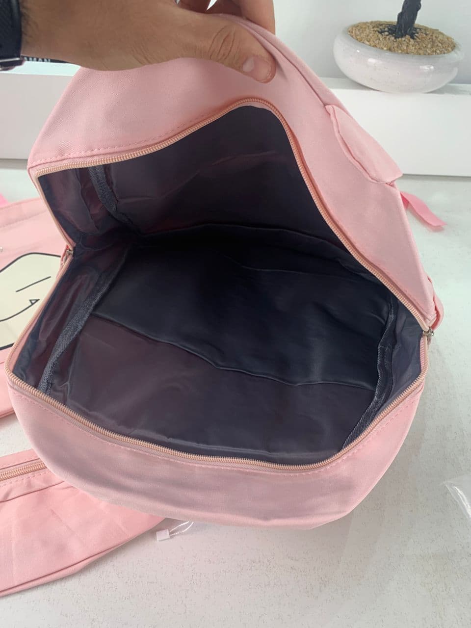 Ensemble de Sacs Snorlax 3Pcs Design Kawaii Rose- حقيبة مدرسية 3 قطع لون وردي - Sac à dos et Mode - صورة حقيقية 10