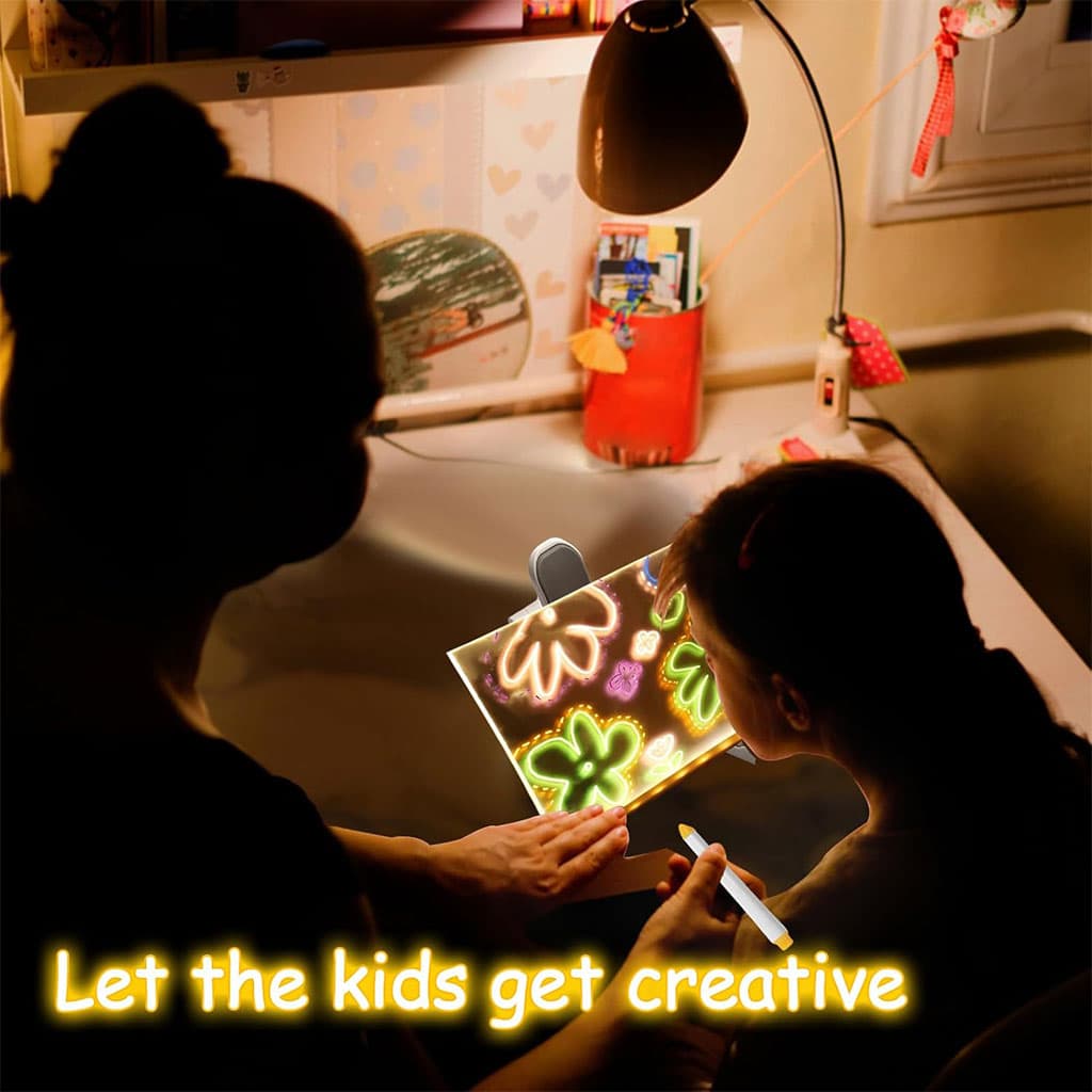 Tableau à Dessin LED coloré avec 4 stylos 30x20cm – لوحة مضيئة للرسم والتلوين - Maternité - صورة 3