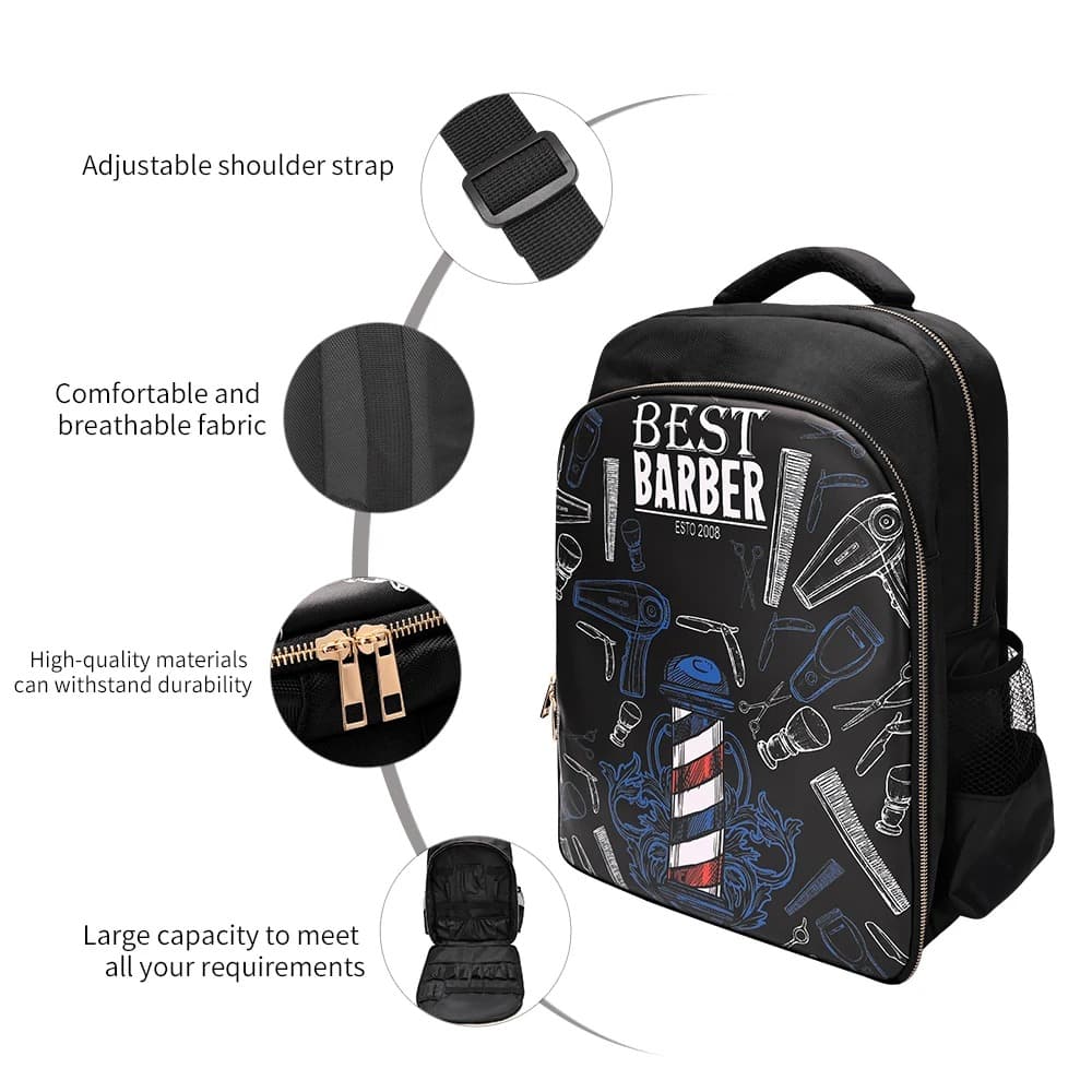 Sac à dos Coiffeur avec des Support pour Tondeuses et Outils Professionnels – حقيبة اغراض الحلاق - Divers - صورة 5