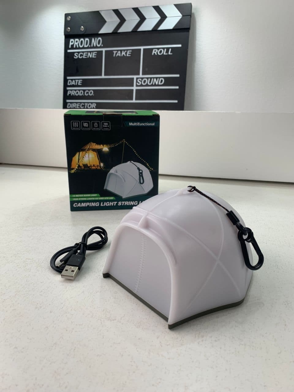 Guirlande lumineuse LED en forme de tente portable rechargeable pour camping – مصباح تخييم على شكل خيمة - Camping et Randonnée - صورة حقيقية 8