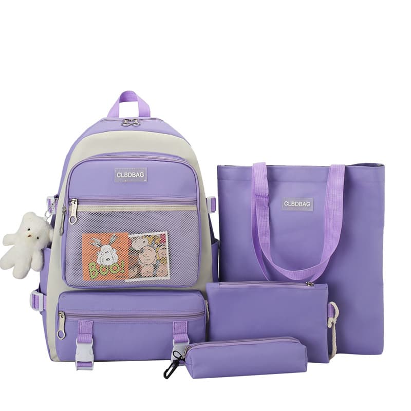 Ensemble de sacs d’école Kawai pour adolescents 4Pcs V3 CLBD Mauve – محفظة 4 قطع كاواي بنفسجي - Sac à dos et Mode - صورة 3