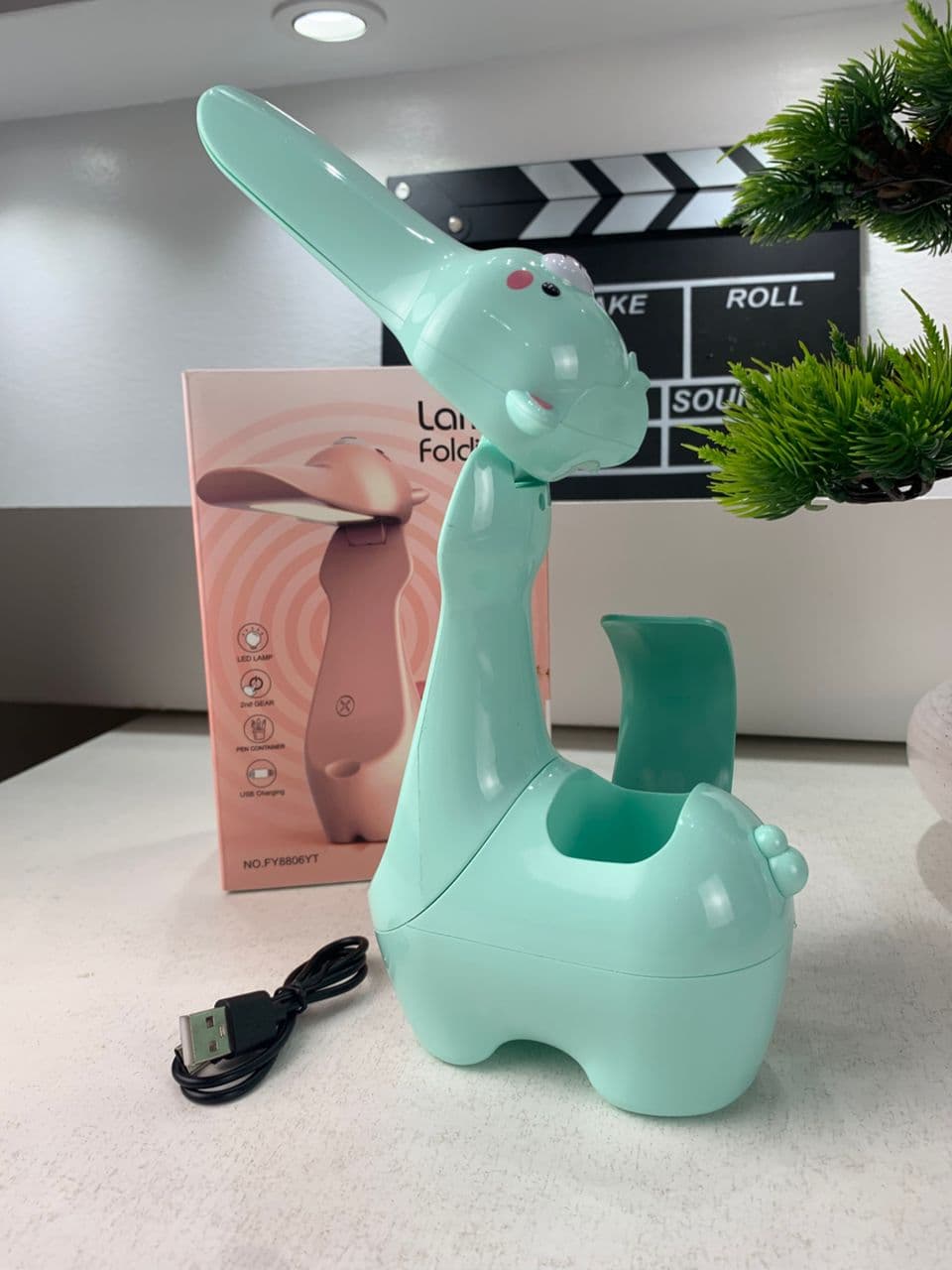 Lampe Veilleuse Lama Mignonne LED avec Porte-stylo – مصباح على شكل لاما لمكتب الأطفال - Électronique - صورة حقيقية 9