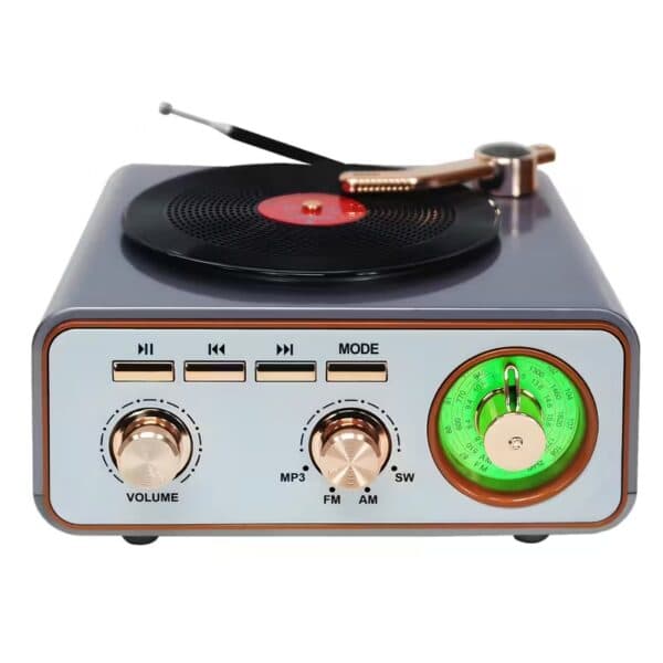 Haut Parleur et Radio tourne-disque vintage Bluetooth Sans Fil – مكبر صوت بلوتوث على شكل راديو - Décoration - صورة 3