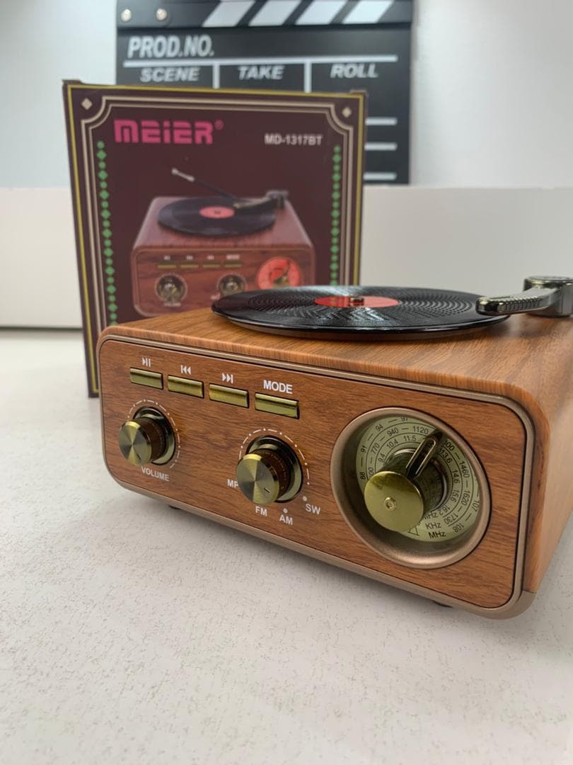 Haut Parleur et Radio tourne-disque vintage Bluetooth Sans Fil – مكبر صوت بلوتوث على شكل راديو - Décoration - صورة حقيقية 8