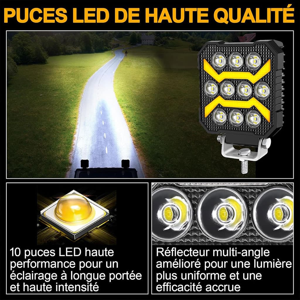 Phare LED Anti-brouillard 1PCS avec 5 Modes d’éclairage 12V-24V IP68 étanche – مصباح عالي السطوع للسيارات والدراجات النارية - Accessoires Auto/Moto - صورة 6