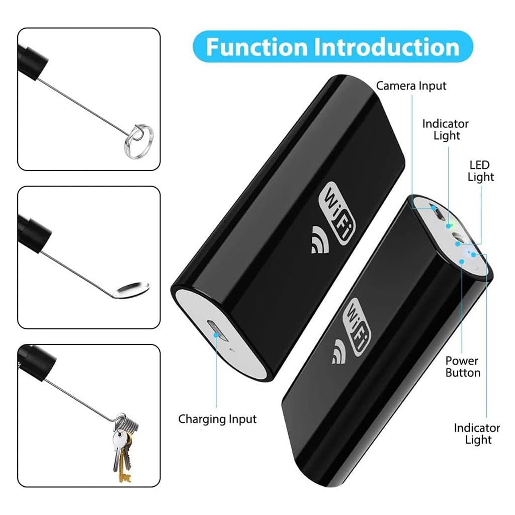 Endoscope WiFi Caméra d’inspection sans Fil 8 mm 6 LED réglables pour Smartphone – كاميرة للمناطق الضيقة - Électronique - صورة 5